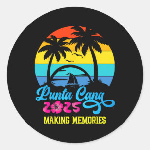 Sticker Rond Punta Cana Famille Vacation 2025 République Domini