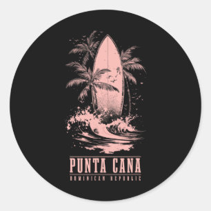 Sticker Rond Punta Cana République dominicaine Surf Vintage Sur