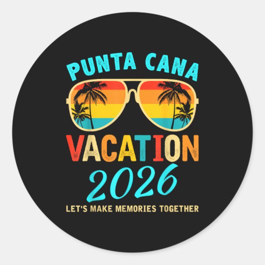 Sticker Rond Punta Cana Trip 2026 Beach Vacation Summer Hollida (Devant)