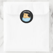 Sticker Rond Pup-puccino Funny Cappuccino Pun Dark BG (Sac)