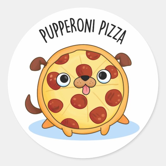 Sticker Rond Pupperoni Pizza Funny Pizza Pun (Devant)