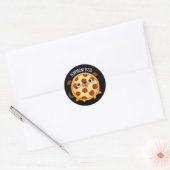 Sticker Rond Pupperoni Pizza Funny Pizza Pun Dark BG (Enveloppe)