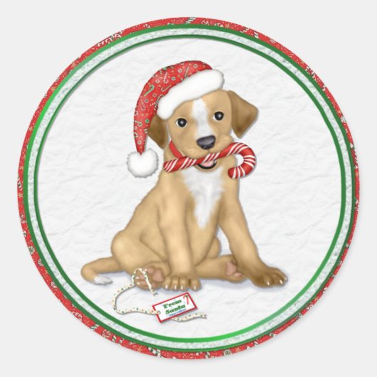 Sticker Rond Puppy de Christmas (Devant)