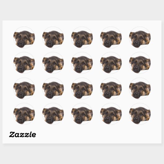 Sticker Rond puppy German shepherd (Feuille)