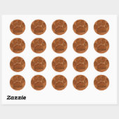 Sticker Rond Puppy Paw Faux Terracotta Imprimer Nom personnalis (Feuille)