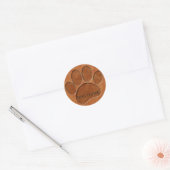 Sticker Rond Puppy Paw Faux Terracotta Imprimer Nom personnalis (Enveloppe)