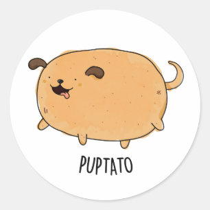 Sticker Rond Puptato Funny Puppy Potato Pun