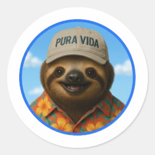 Sticker Rond Pura Vida AI Paresseux