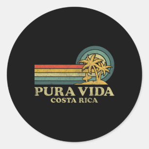 Sticker Rond Pura Vida Beach Costa Rica Famille Vacances Vintag