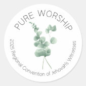 Sticker Rond Pure Culte 2025 Convention avec Eucalyptus (Devant)