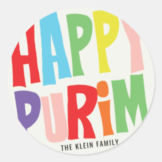 Sticker rond purim coloré