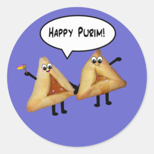 Sticker Rond Purim heureux mignon Hamantaschen