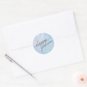 Sticker Rond purin heureux en bleu nuage (Enveloppe)