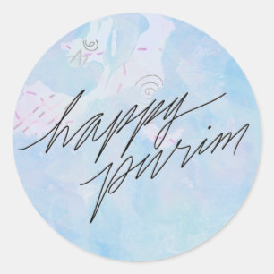 Sticker Rond purin heureux en bleu nuage