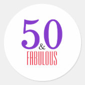 Sticker Rond Purple 50 Et Fabuleuse fête d'anniversaire (Devant)