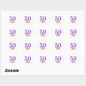Sticker Rond Purple 50 Et Fabuleuse fête d'anniversaire (Feuille)