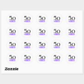 Sticker Rond Purple 50 et fabuleux 50e anniversaire Invitat (Feuille)
