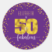 Sticker Rond Purple 50 et fabuleux foil d'anniversaire en feuil (Devant)