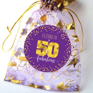 Sticker Rond Purple 50 et fabuleux foil d'anniversaire en feuil