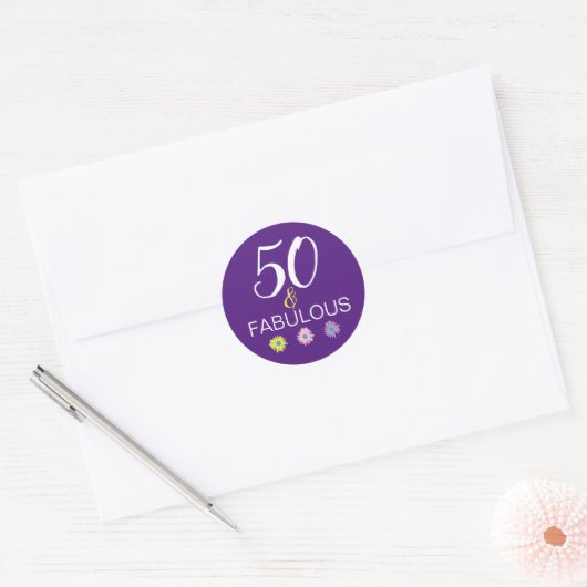 Sticker Rond Purple 50 et Fabulous Fun Daisy (Enveloppe)