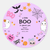 Sticker Rond Purple A Little Boo Jote Baby shower Halloween (Devant)