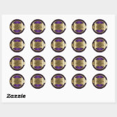 Sticker Rond Purple and Gold Swirl Abstrait 00e anniversaire (Feuille)