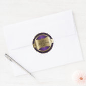 Sticker Rond Purple and Gold Swirl Abstrait 00e anniversaire (Enveloppe)