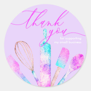 Sticker Rond Purple and Pink Pâtisserie chef boulangerie merci