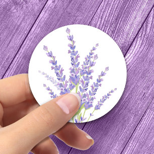 Sticker Rond Purple aquarelle lavande florale mariage Classique