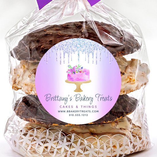 Sticker Rond Purple Bakery Parties scintillant de gâteau Driver
