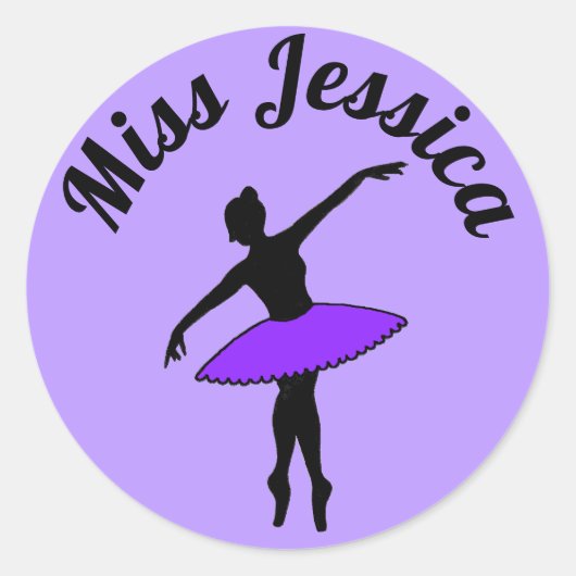 Sticker Rond Purple Ballerina Ballet Danse Enseignant Pointe Tu (Devant)