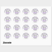 Sticker Rond Purple Black Confetti Graduation 2025 (Feuille)