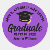 Sticker Rond Purple Black Graduate Custom Graduate Party (Devant)