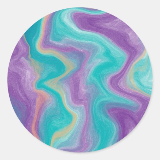 Sticker Rond Purple, Bleu, Or et Turquoise tourbillons paisible (Devant)