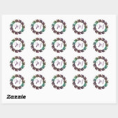 Sticker Rond Purple bleu vert Wreath Design Monogramme initial (Feuille)