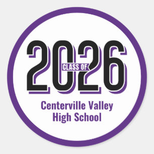 Sticker Rond Purple Bold ombragé chiffres classe de 2026