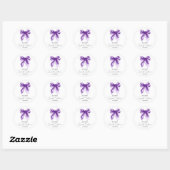 Sticker Rond Purple Bow Coquette Script Sweet 16 Party  (Feuille)