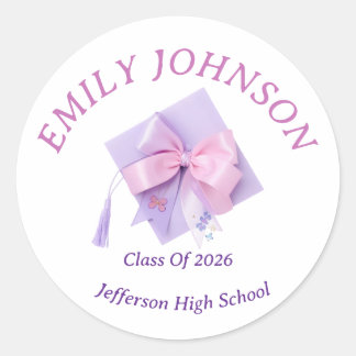 Sticker Rond Purple Cap Graduation Personalized