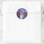 Sticker Rond Purple cat en espace (Sac)