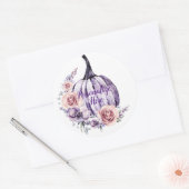 Sticker Rond Purple citrouille mignon fleurs automne fleurs (Enveloppe)