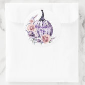 Sticker Rond Purple citrouille mignon fleurs automne fleurs (Sac)