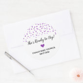 Sticker Rond Purple Confetti Coeur Elle est prête à pop (Enveloppe)