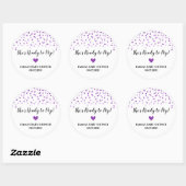 Sticker Rond Purple Confetti Coeur Elle est prête à pop (Feuille)