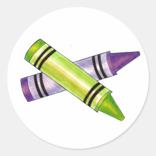 Sticker Rond Purple Crayon Fournitures scolaires Crayons Enseig