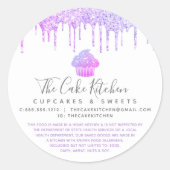 Sticker Rond Purple Cupcake Parties scintillant Drives Bakery C (Devant)