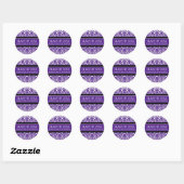 Sticker Rond Purple Damask Graduation Custom Nom de l'année (Feuille)
