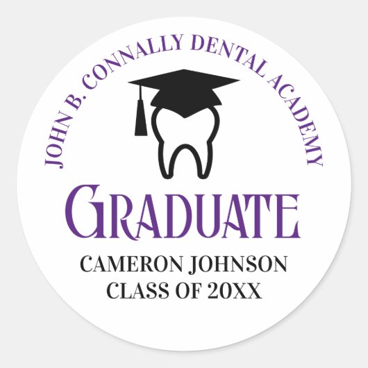 Sticker Rond Purple Dental School Custom Dentist Graduation (Devant)