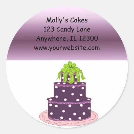 Sticker Rond Purple Designer Cake Business (Devant)