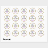 Sticker Rond Purple Elephant Lavande Or Merci Floral (Feuille)