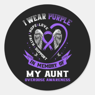 Sticker Rond Purple En Mémoire De Ma Tante Drogue Overdose Acad